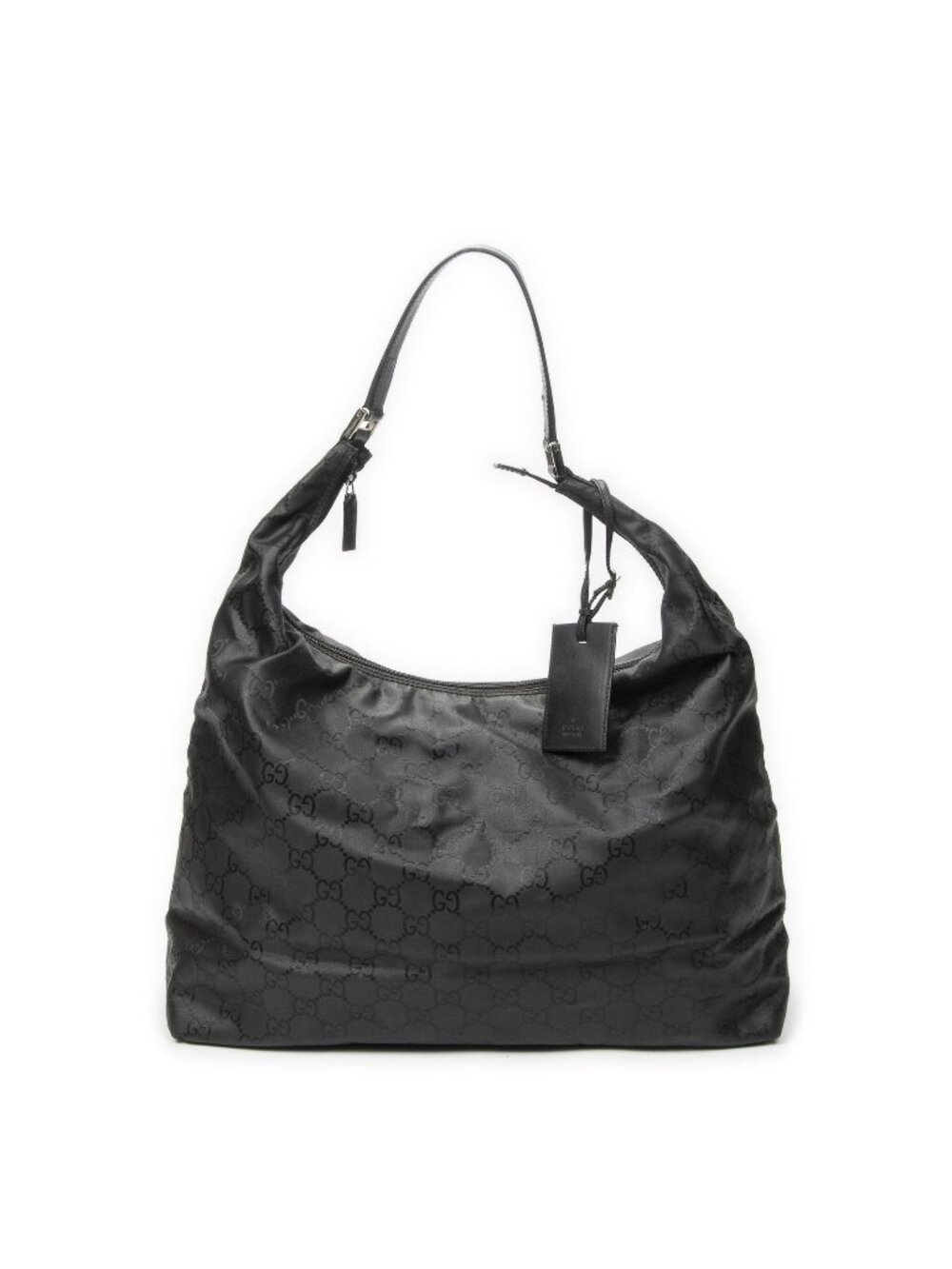 Gucci Large Zip Hobo Black GG Nylon Canvas